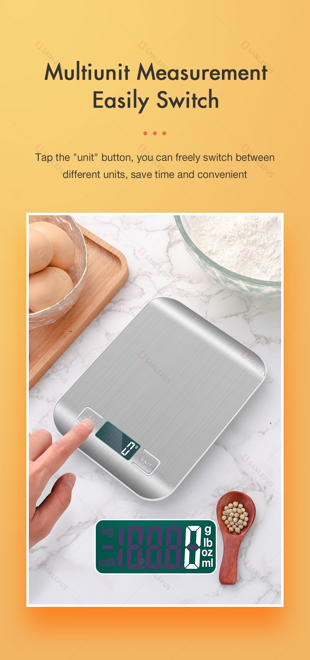 10Kg Stainless Steel Kitchen Scales Digital Balance
