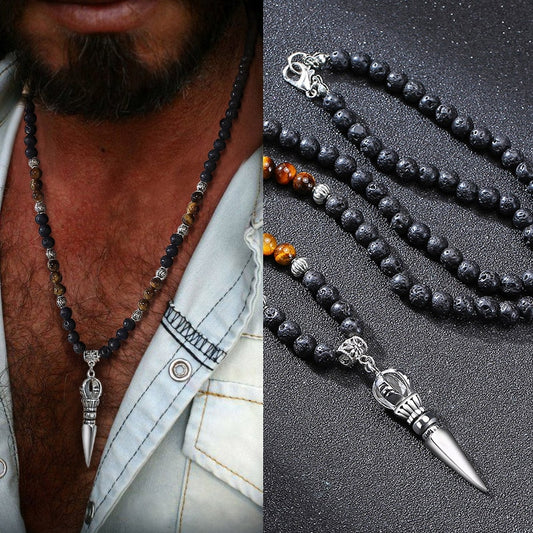 EYE LAVA STONE NECKLACE FOR MEN JEWELRY