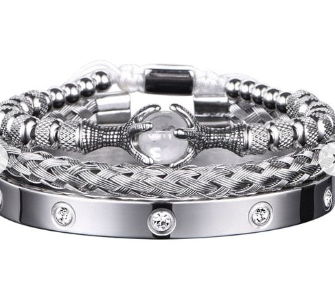 3pcs/Set Charm Men Bracelet Stainless Steel Handmade