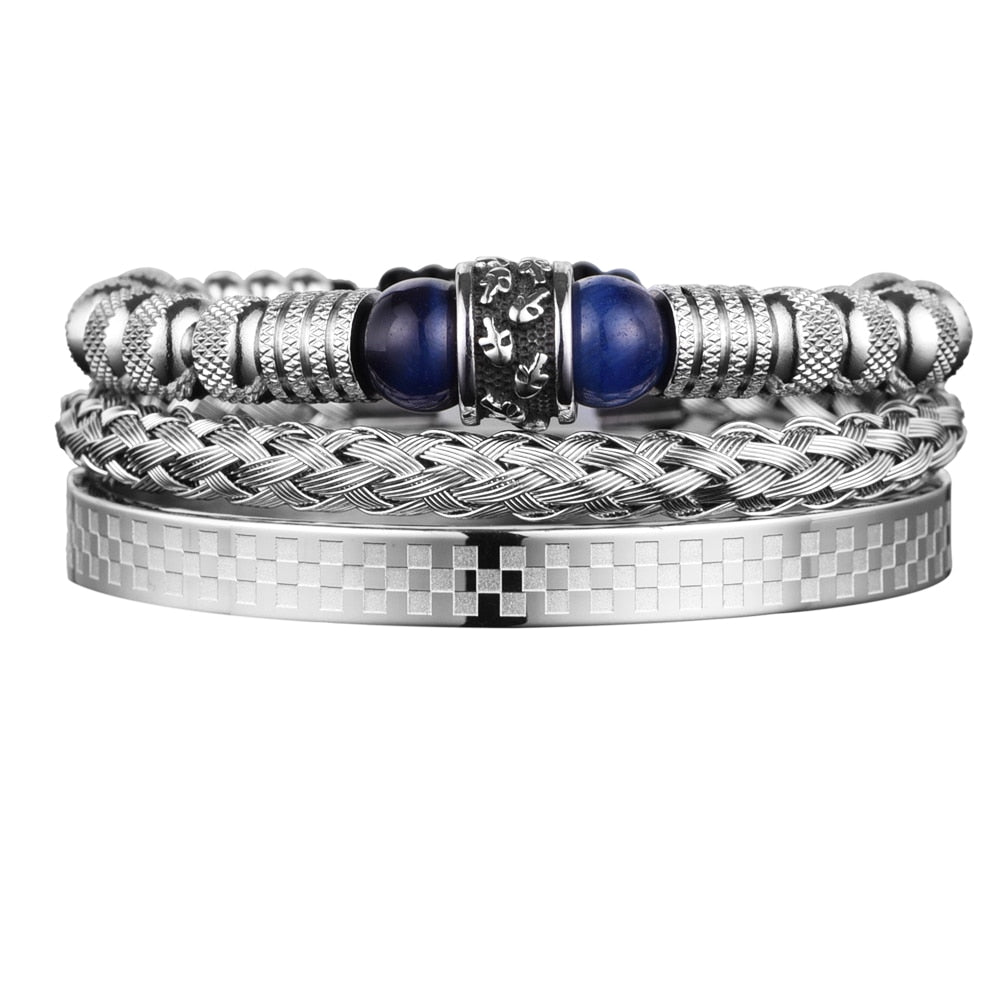 3pcs Set Men Bracelet Stainless Steel
