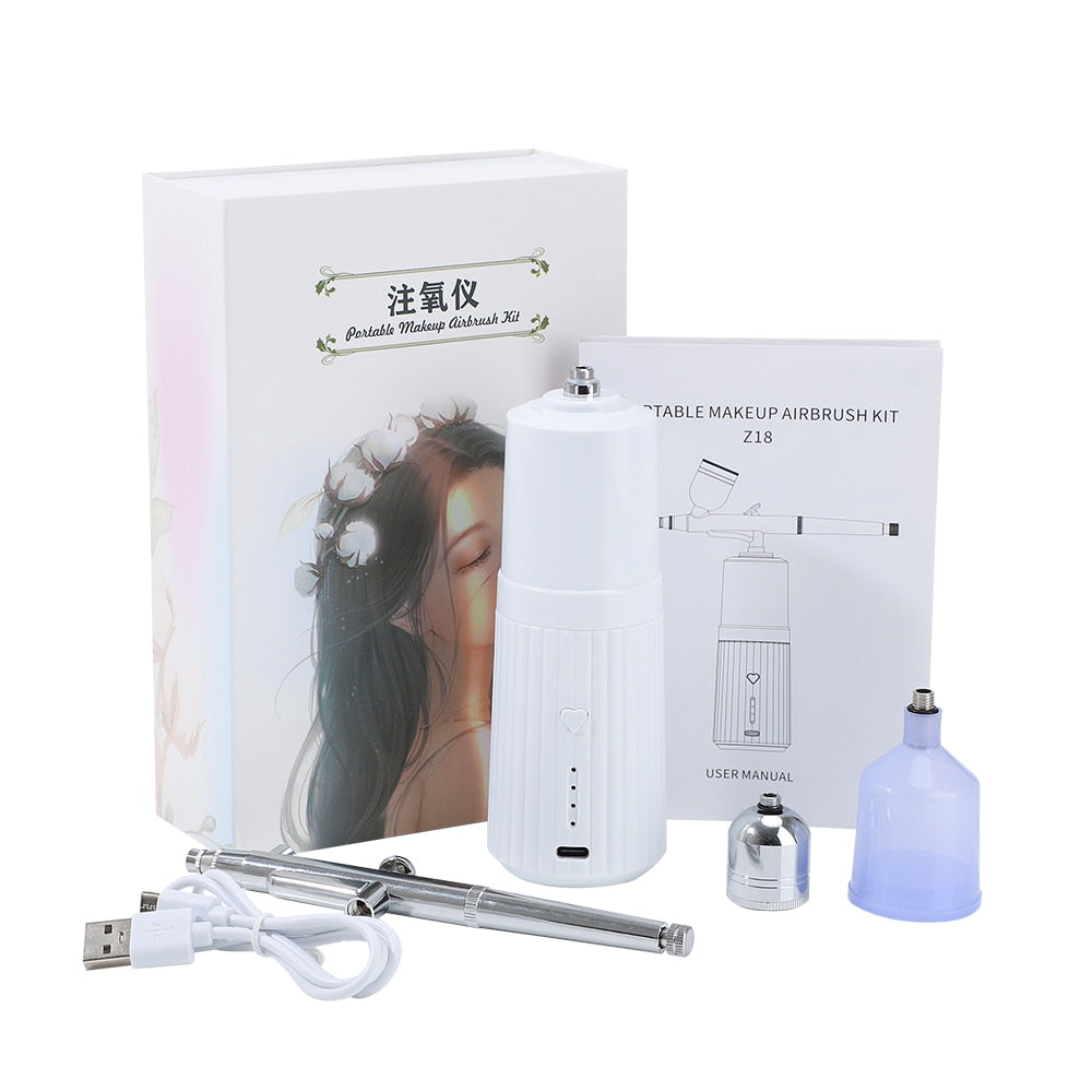 Facial Airbrush Air Compressor Kit Nano Sprayer Water