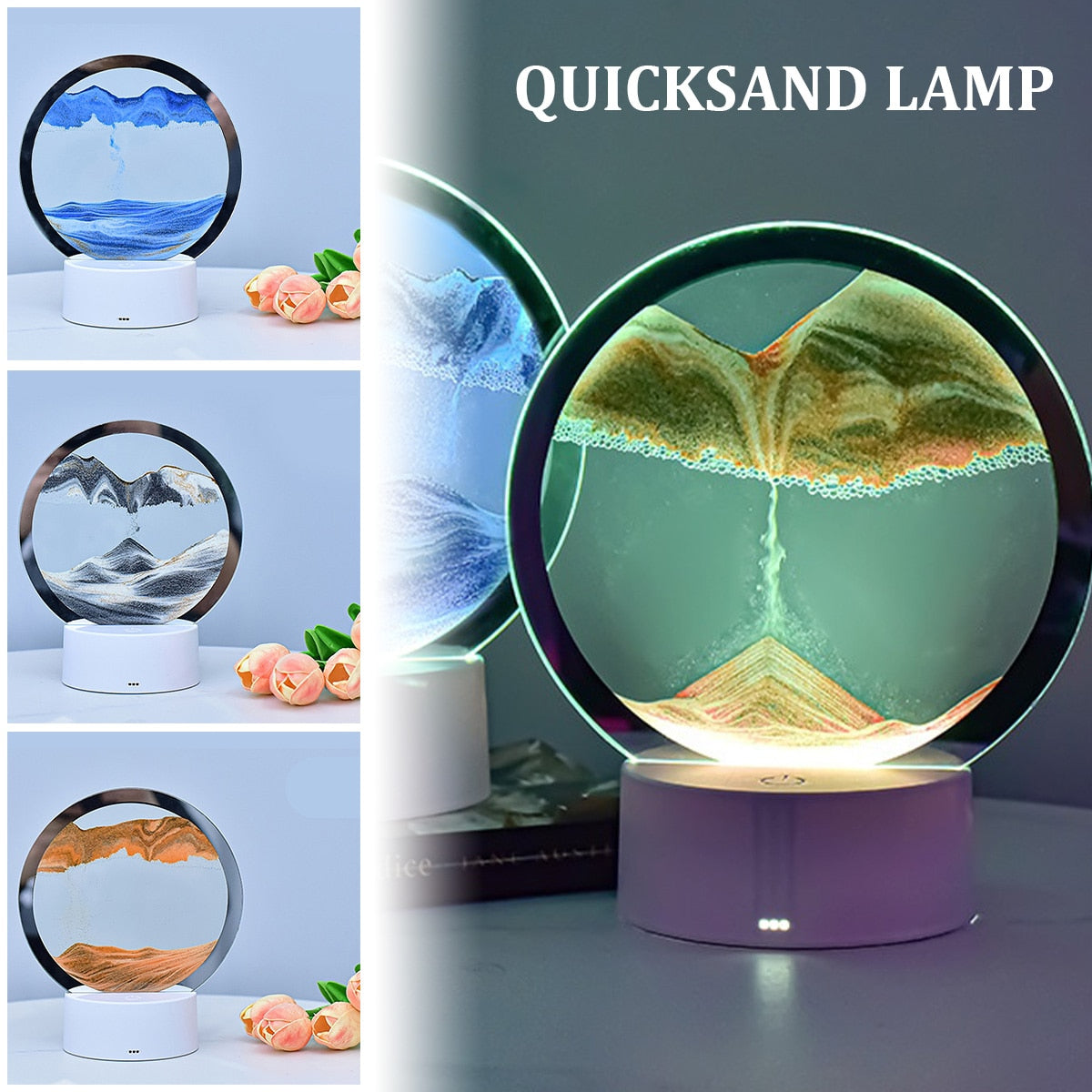 LED RGB Sandscape Lamp,Moving Sand Art Night Light