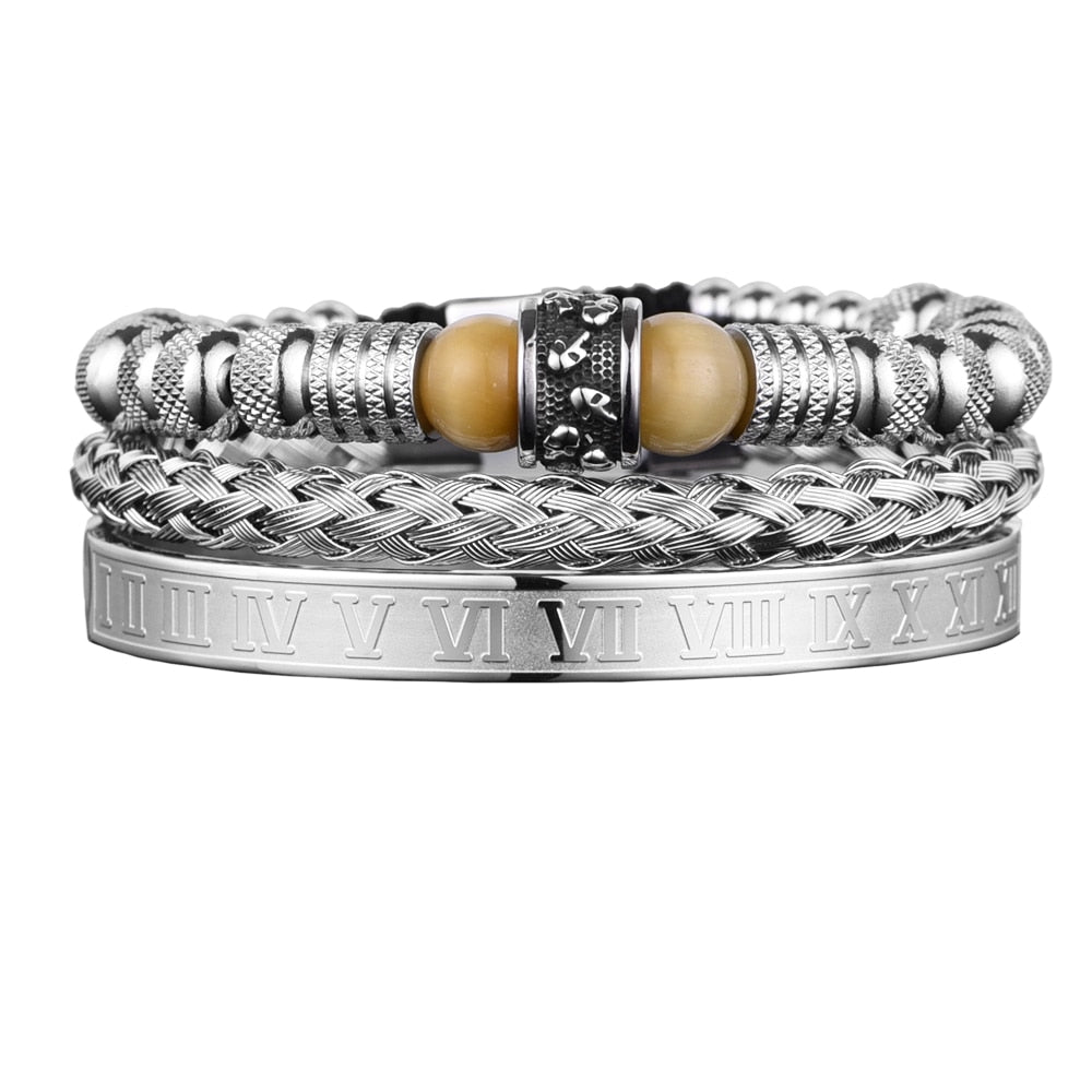 3pcs Set Men Bracelet Stainless Steel