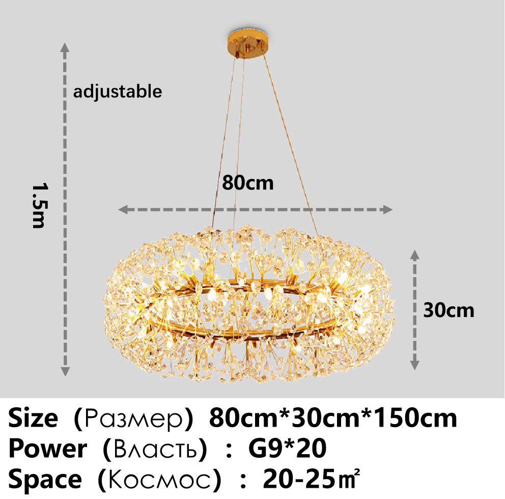 Ceiling Chandelier Gold Luxury LED Home Decoration