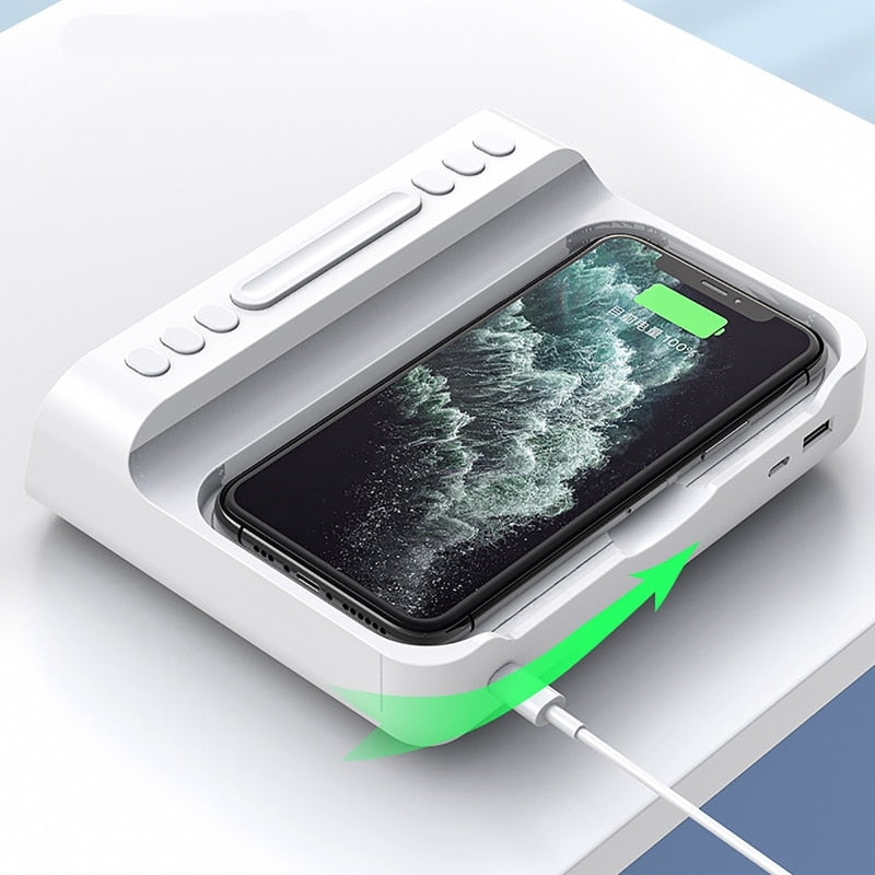 15W Wireless Charger Alarm Clock Bluetooth Speaker