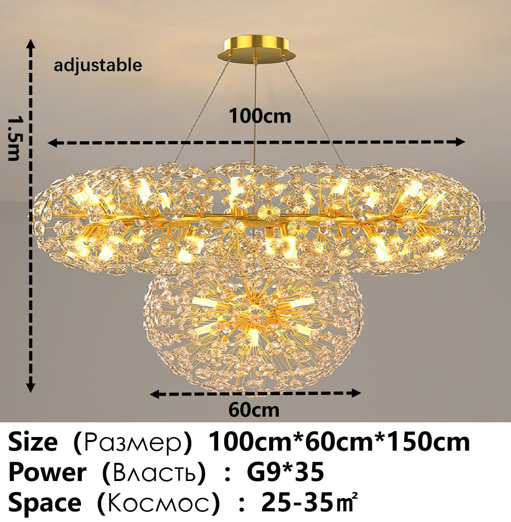 Ceiling Chandelier Gold Luxury LED Home Decoration