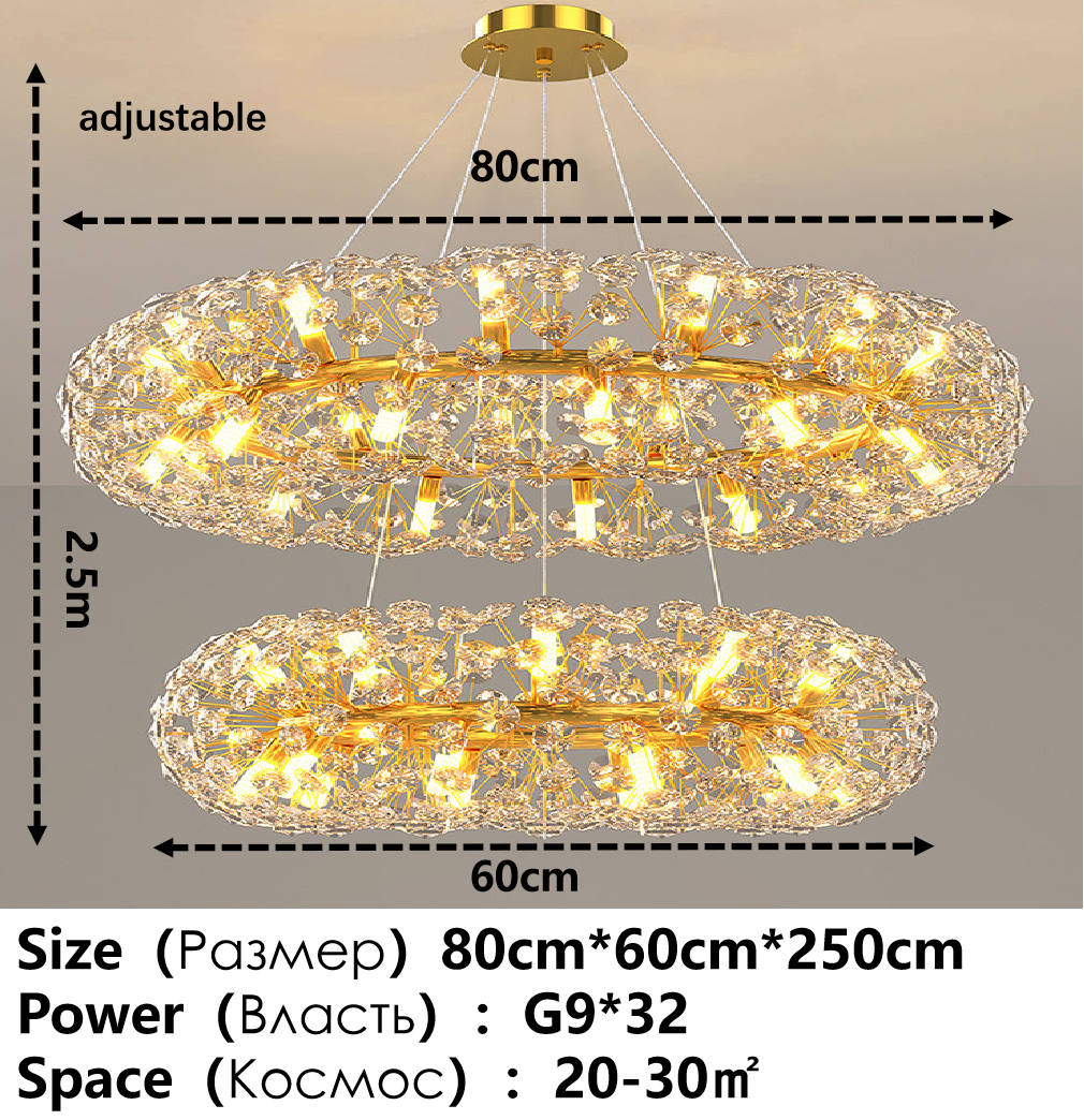 Ceiling Chandelier Gold Luxury LED Home Decoration