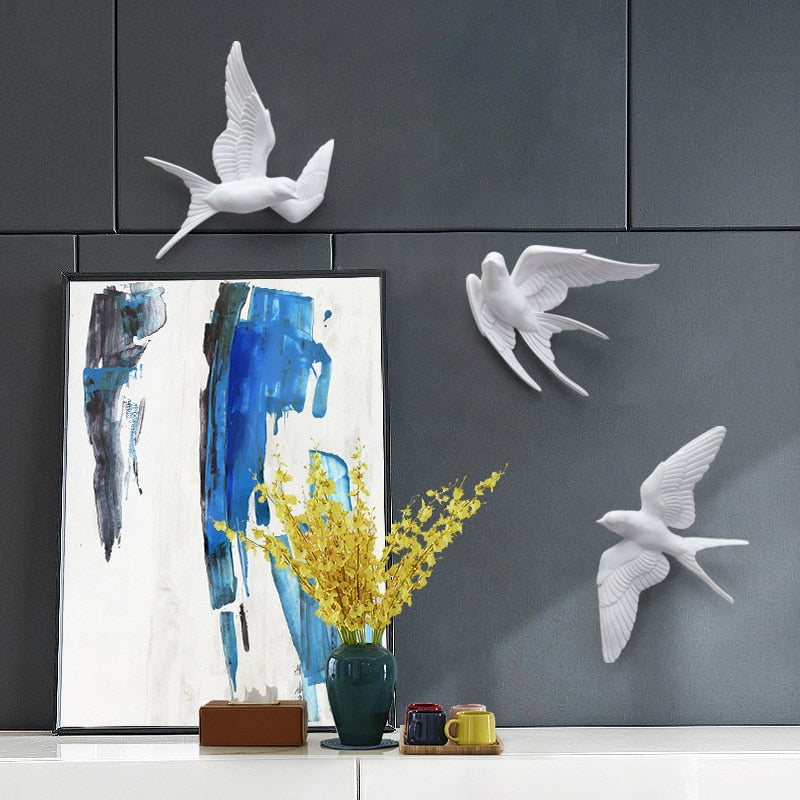 Resin Birds Creative For Wall 3d Sticker Living Room