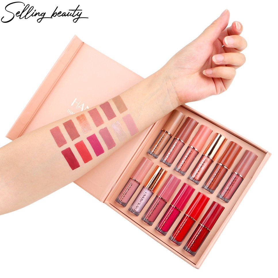 12 Pieces/box Matte Liquid Lipstick Clear Lip Glaze