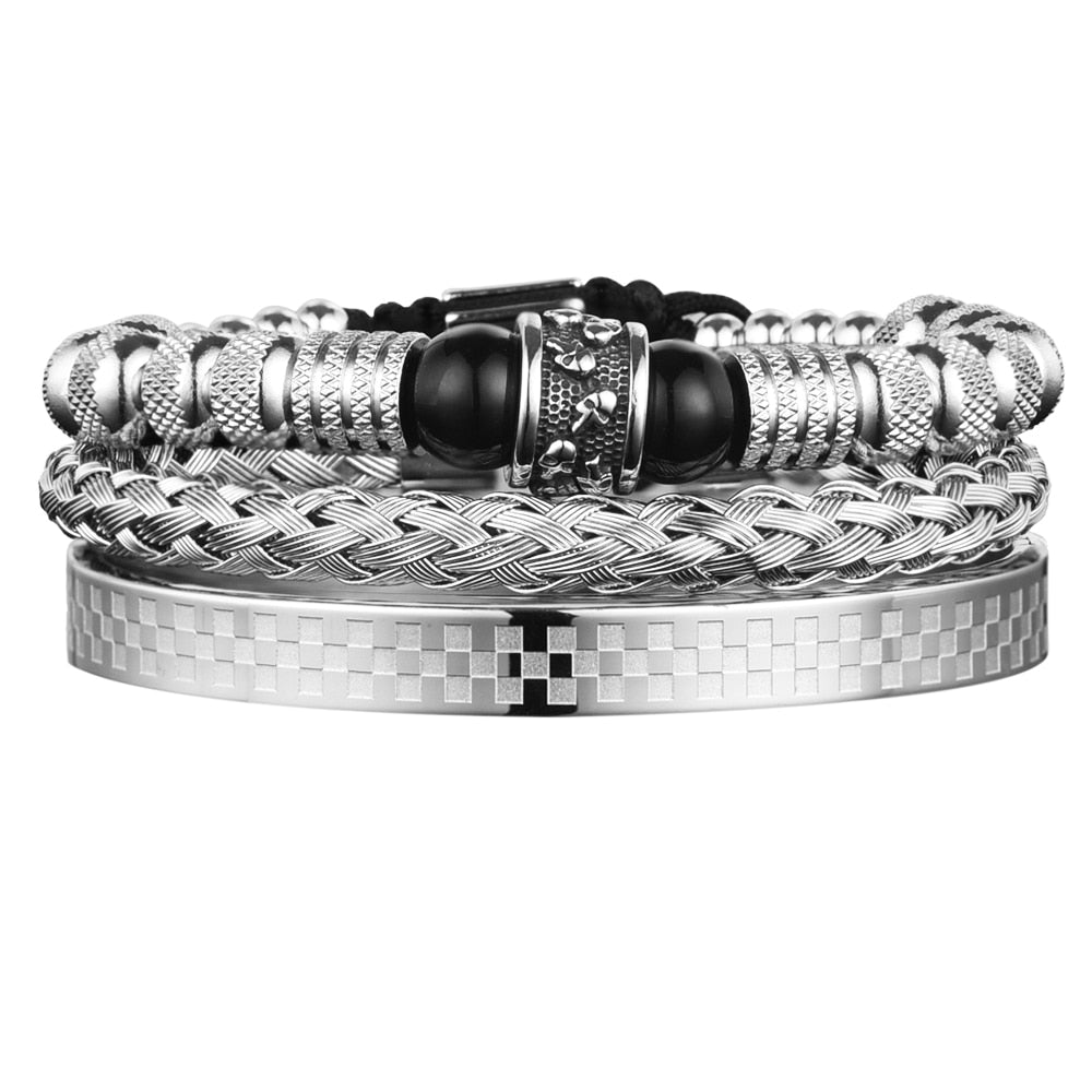 3pcs Set Men Bracelet Stainless Steel