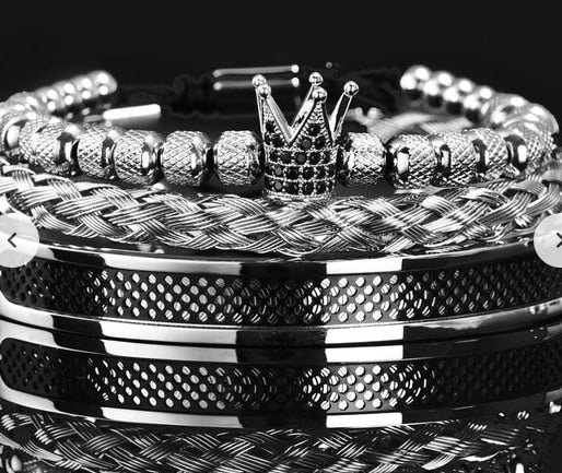 3pcs/Set Charm Men Bracelet Stainless Steel Handmade