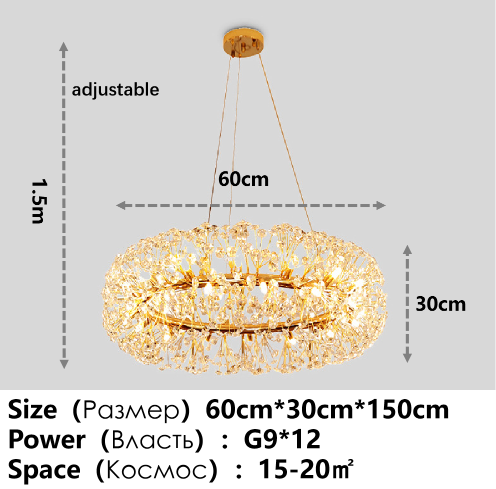 Ceiling Chandelier Gold Luxury LED Home Decoration