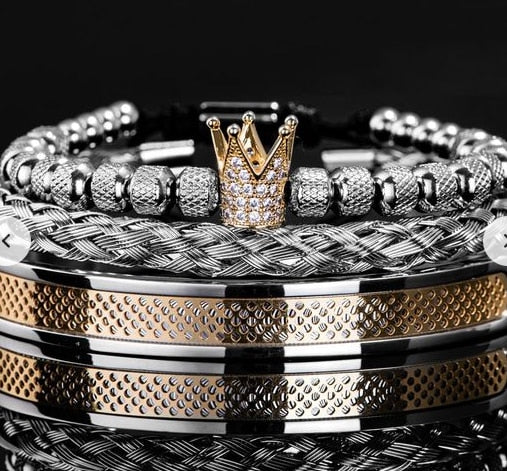 3pcs/Set Charm Men Bracelet Stainless Steel Handmade