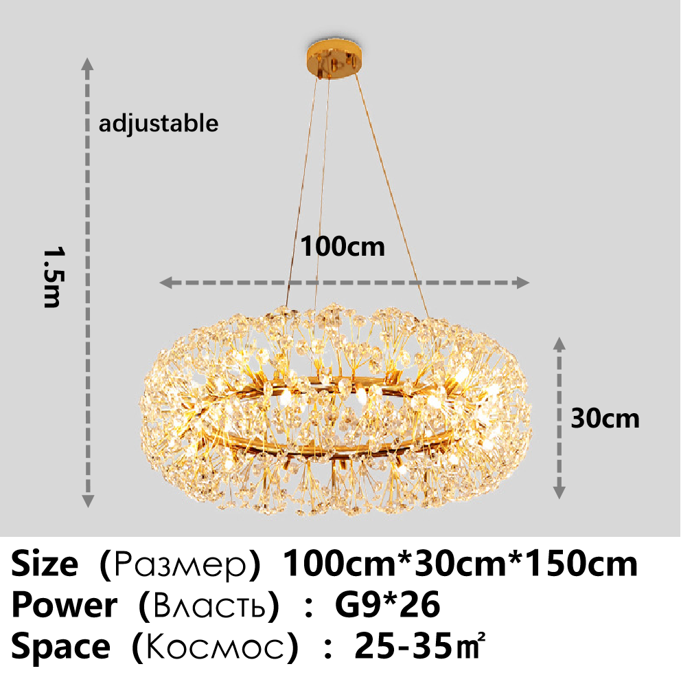 Ceiling Chandelier Gold Luxury LED Home Decoration