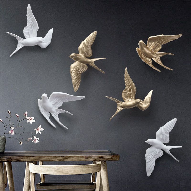 Resin Birds Creative For Wall 3d Sticker Living Room