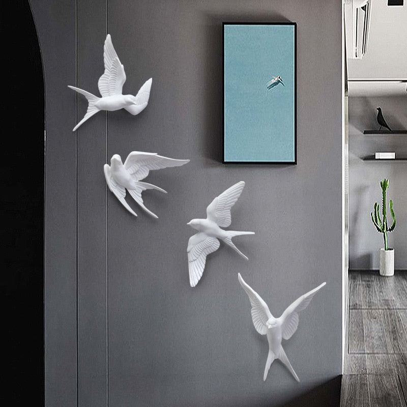 Resin Birds Creative For Wall 3d Sticker Living Room