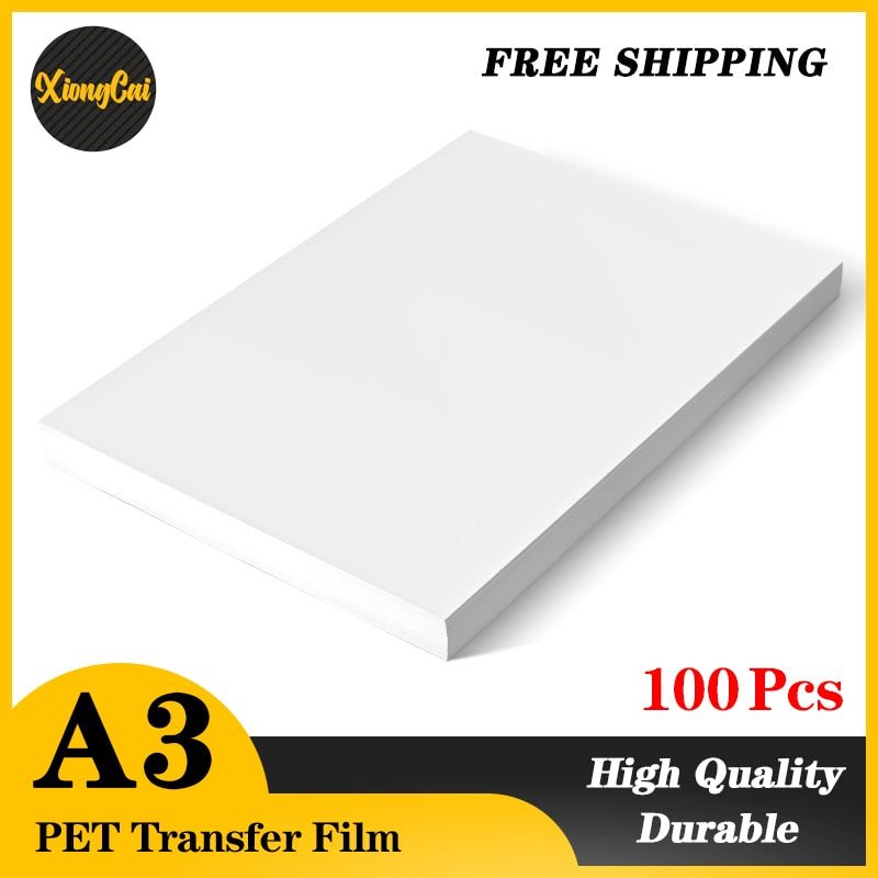 NEW 100PCS A3 PET Transfer Film For DTF Ink Printing