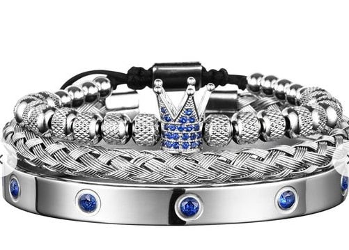 3pcs/Set Charm Men Bracelet Stainless Steel Handmade