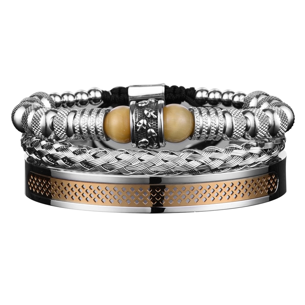 3pcs Set Men Bracelet Stainless Steel
