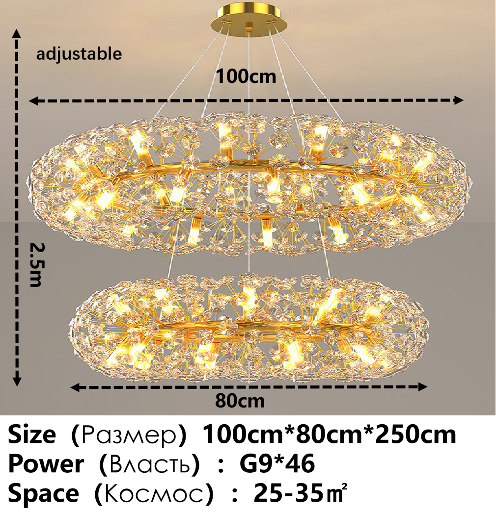 Ceiling Chandelier Gold Luxury LED Home Decoration