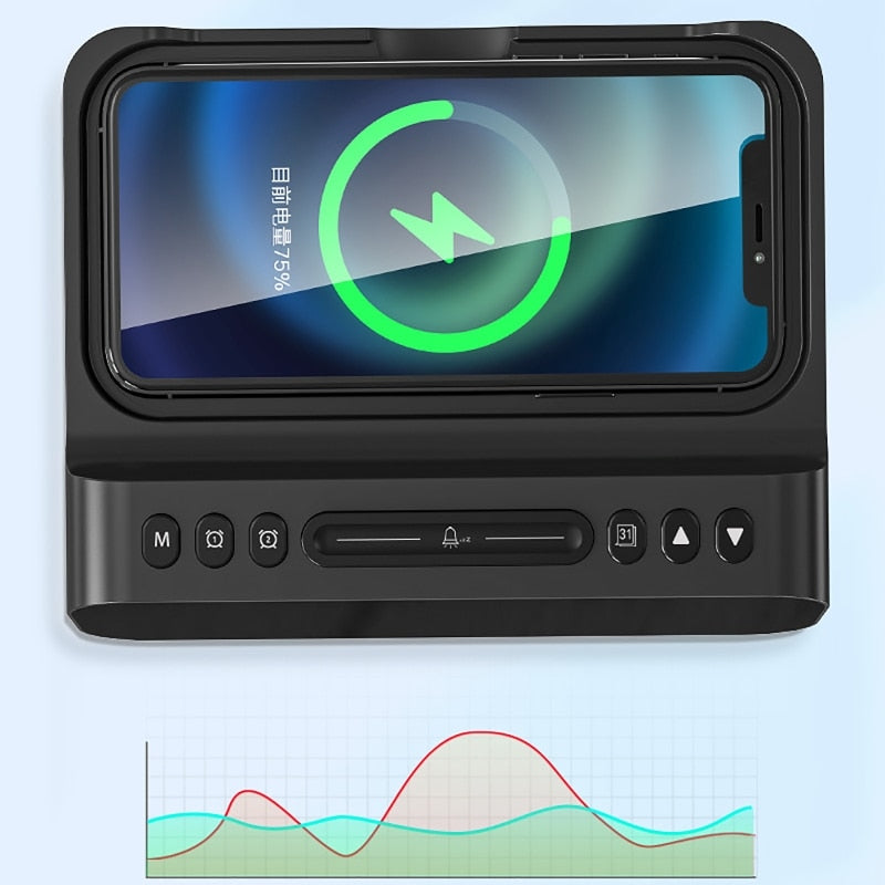 15W Wireless Charger Alarm Clock Bluetooth Speaker