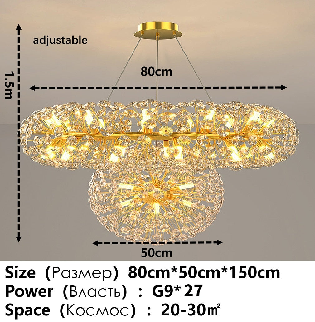 Ceiling Chandelier Gold Luxury LED Home Decoration