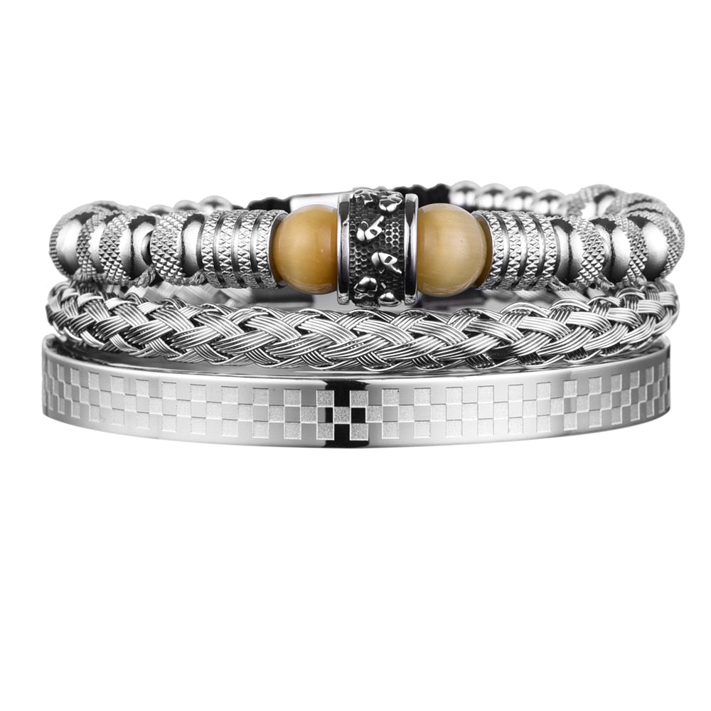 3pcs Set Men Bracelet Stainless Steel