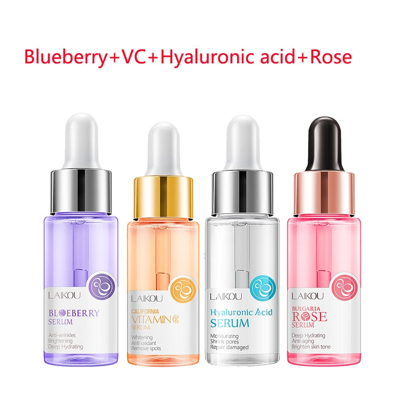 LAIKOU 4Pcs Hyaluronic Acid Serum Sakura 24k Gold