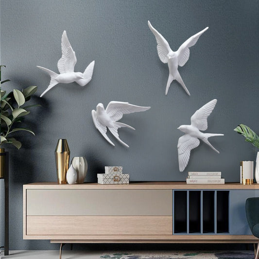 Resin Birds Creative For Wall 3d Sticker Living Room