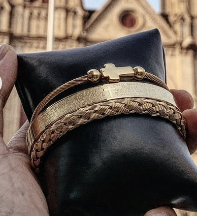 3pcs/Set Charm Men Bracelet Stainless Steel Handmade