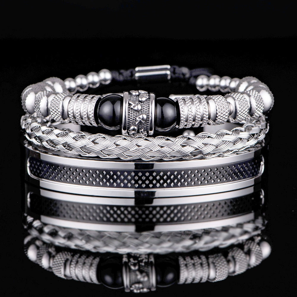 3pcs Set Men Bracelet Stainless Steel