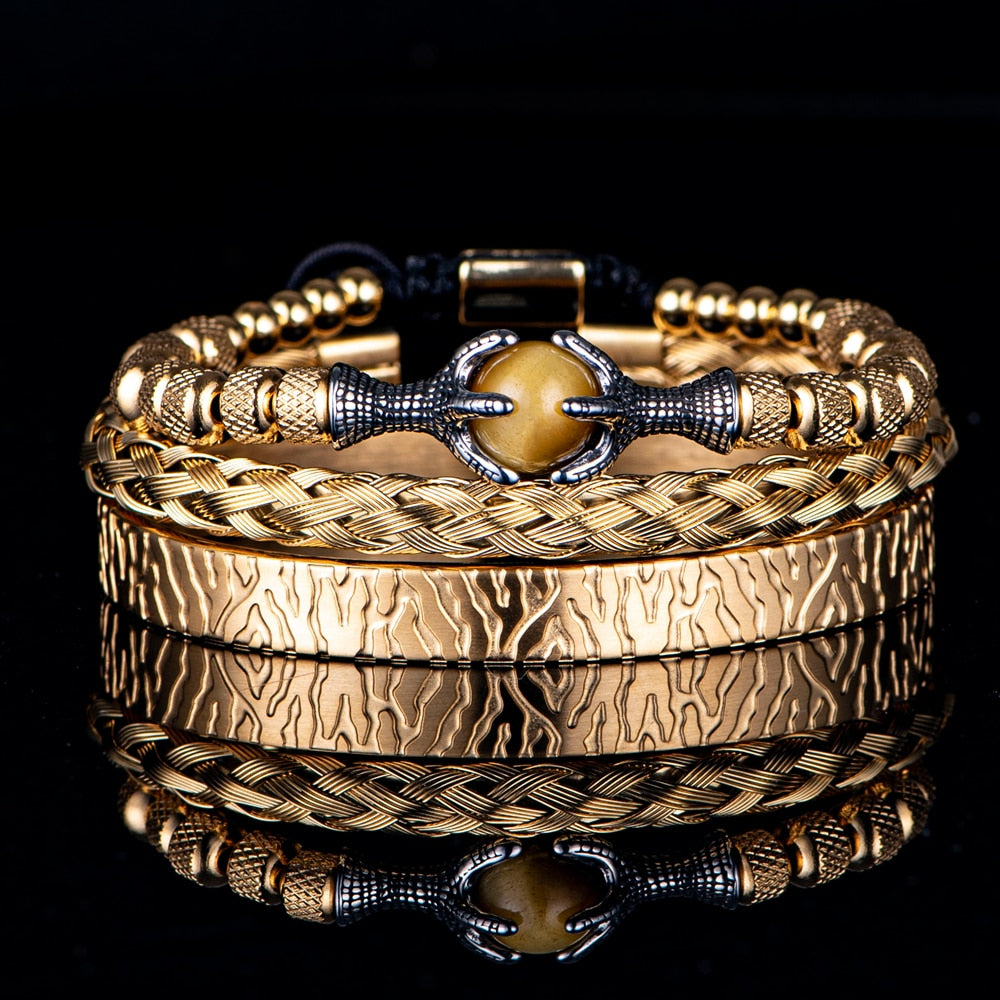 3pcs/Set Charm Men Bracelet Stainless Steel Handmade