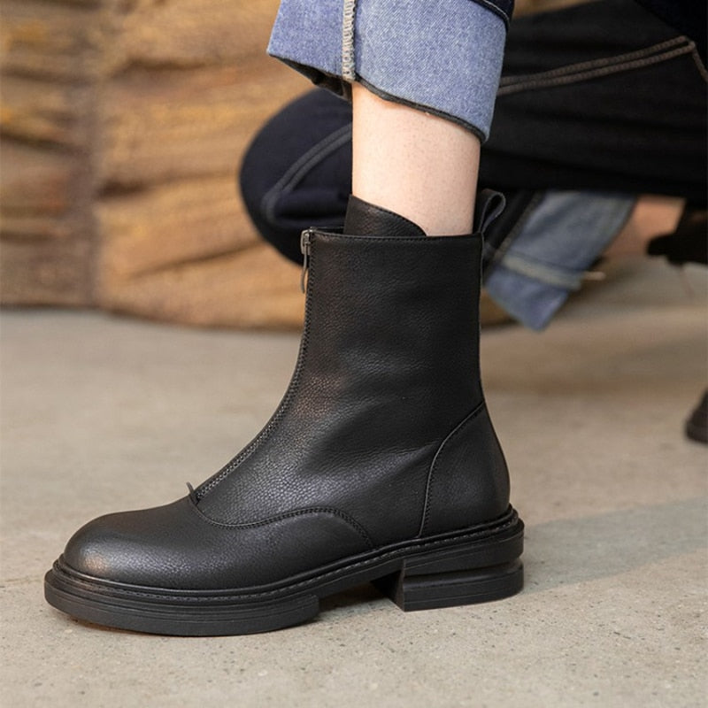 New Winter Shoes Women Round Toe Thick Heel Women