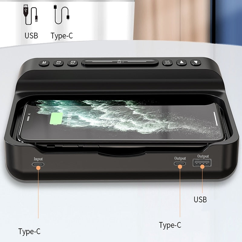 15W Wireless Charger Alarm Clock Bluetooth Speaker