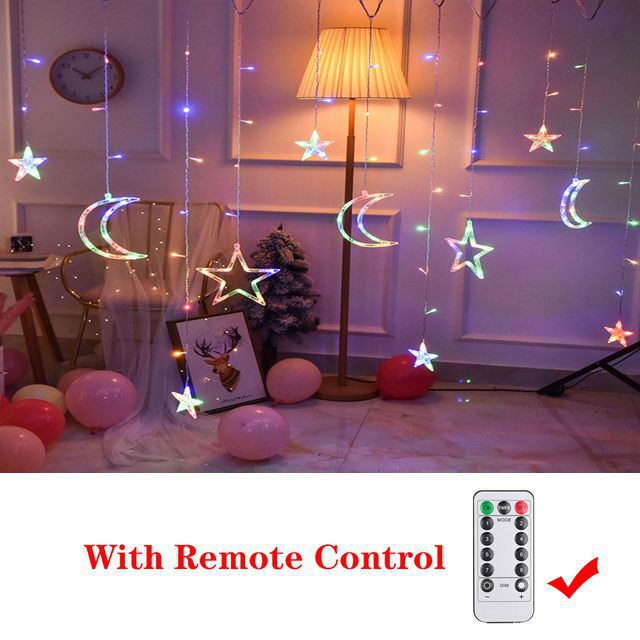 Star Moon Led Curtain Garland String Light