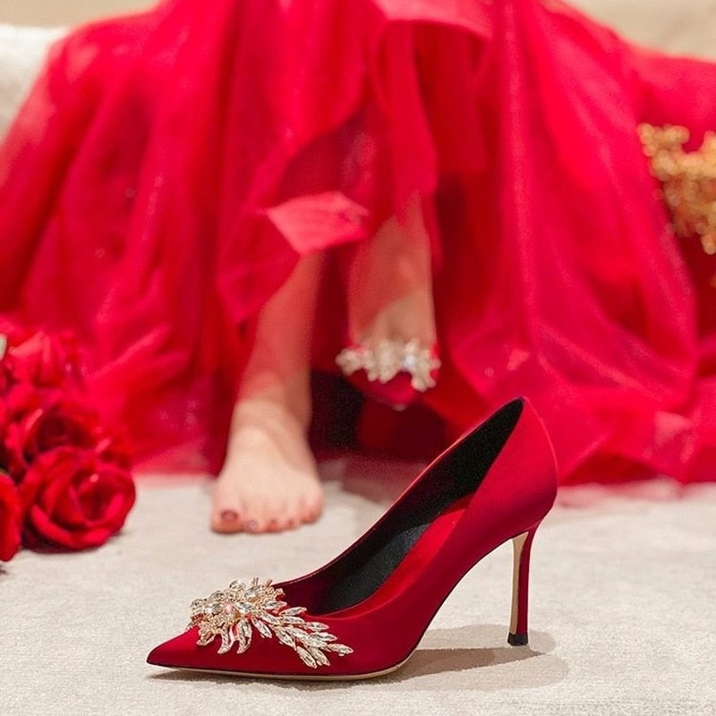 Red Heels Wedding Shoes Bride