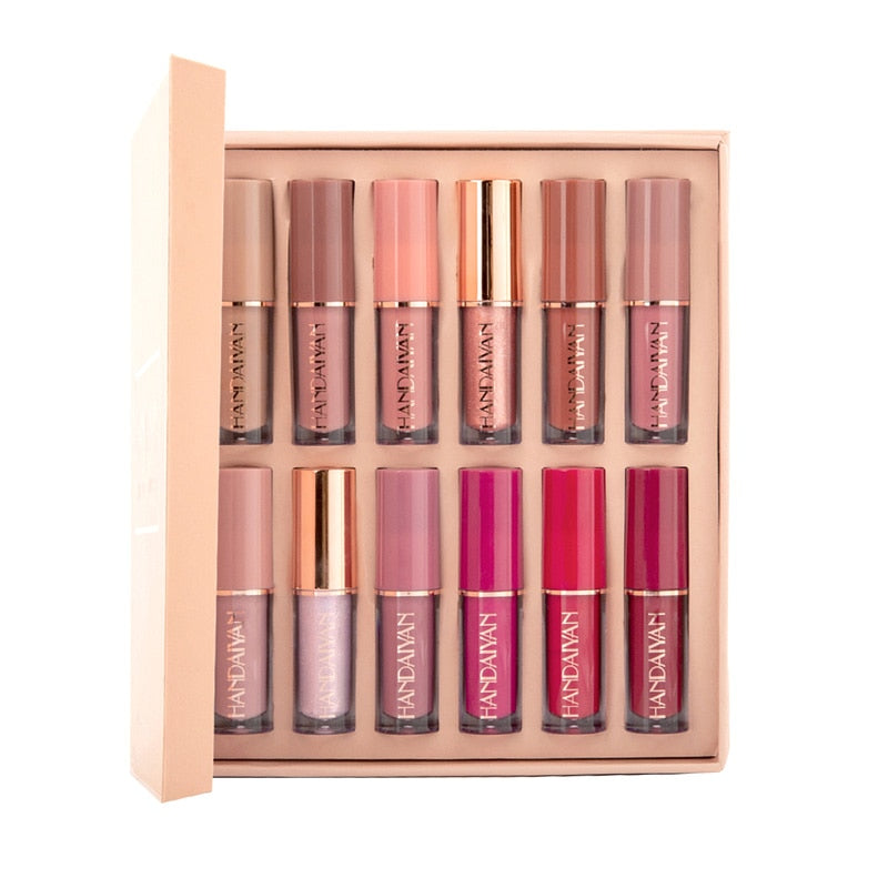 12 Pieces/box Matte Liquid Lipstick Clear Lip Glaze