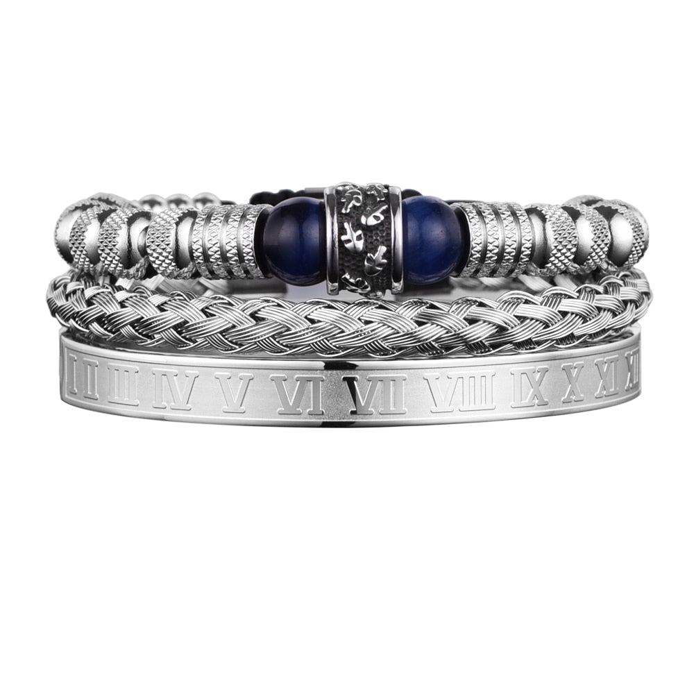 3pcs Set Men Bracelet Stainless Steel