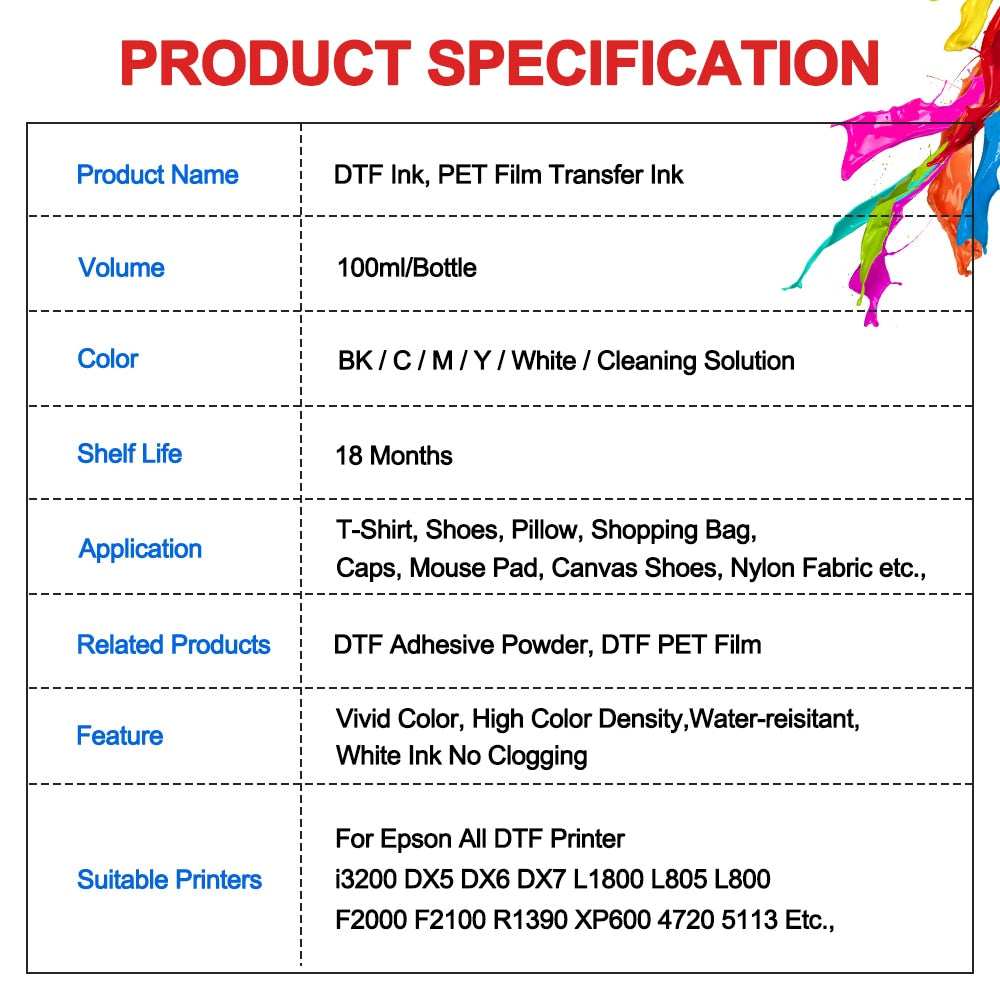 100ml DTF Ink Transfer Film Ink