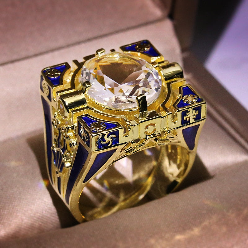 HOYON 14K Yellow Gold Color Ring for Men 925 Sliver