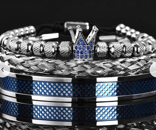 3pcs/Set Charm Men Bracelet Stainless Steel Handmade